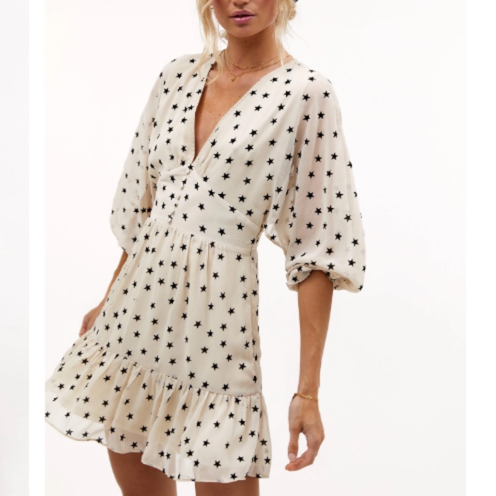 Loavies Beige Star Print Dress